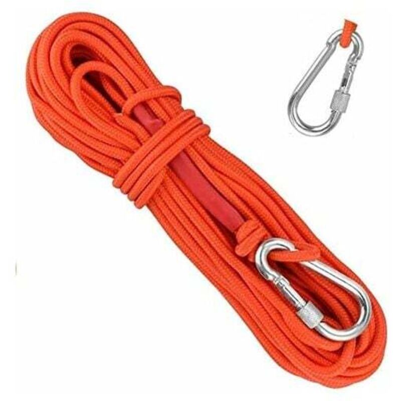 Amxcnoy 20 M Polypropylen-geflechtseil, Kletterseil Mit Karabiner, Uv-schutz, Schimmelresistent, Korrosionsbeständig, Multifunktional Für Angeln, Bergsteigen, Camping, Rettungseinsätze Und Wandern - O