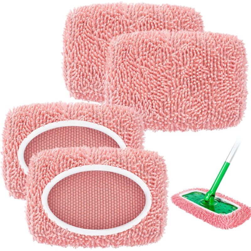 Amxcnoy Wiederverwendbare Wischmopps, 8 Chenille-nassmopps Und Mikrofaser-trockenmopps, 25,4 X 11,5 Cm, Geeignet Für Alle Bodenarten