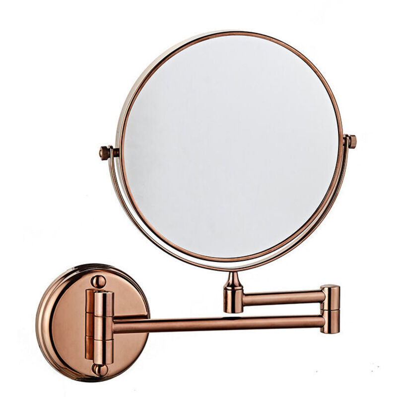 Amxcnoy Wandspiegel, Doppelseitig, Klappbar, Drehbar, 3-fache Vergrößerung, 15 Cm, Für Badezimmer, Wc, Schlafzimmer, Roségold