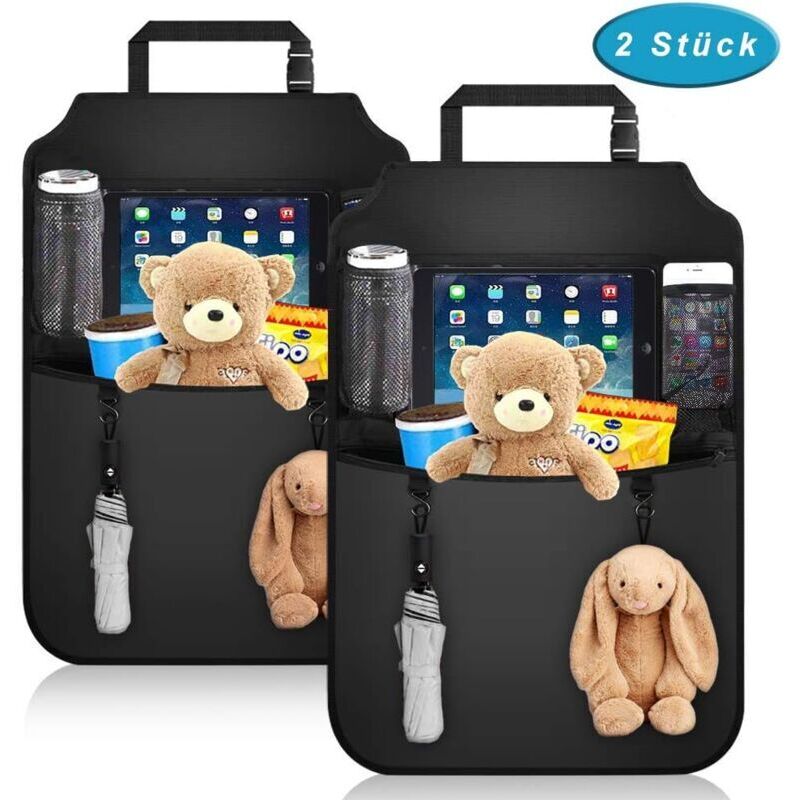 Amxcnoy Premium Auto-rückenlehnenschutz – Rücksitz-organizer Für Kinder – Großes Fach Für Ipad/tablet – Wasserdicht – Autositzschutz – 2