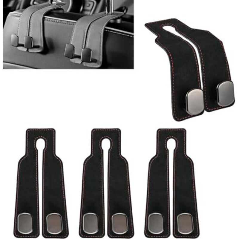 Amxcnoy 4er-set Auto-aufbewahrungshaken, Doppelhaken Für Die Autositzlehne, Metallhaken Für Die Autokopfstütze, Zubehör Für Taschen Und Handtaschen (schwarz)