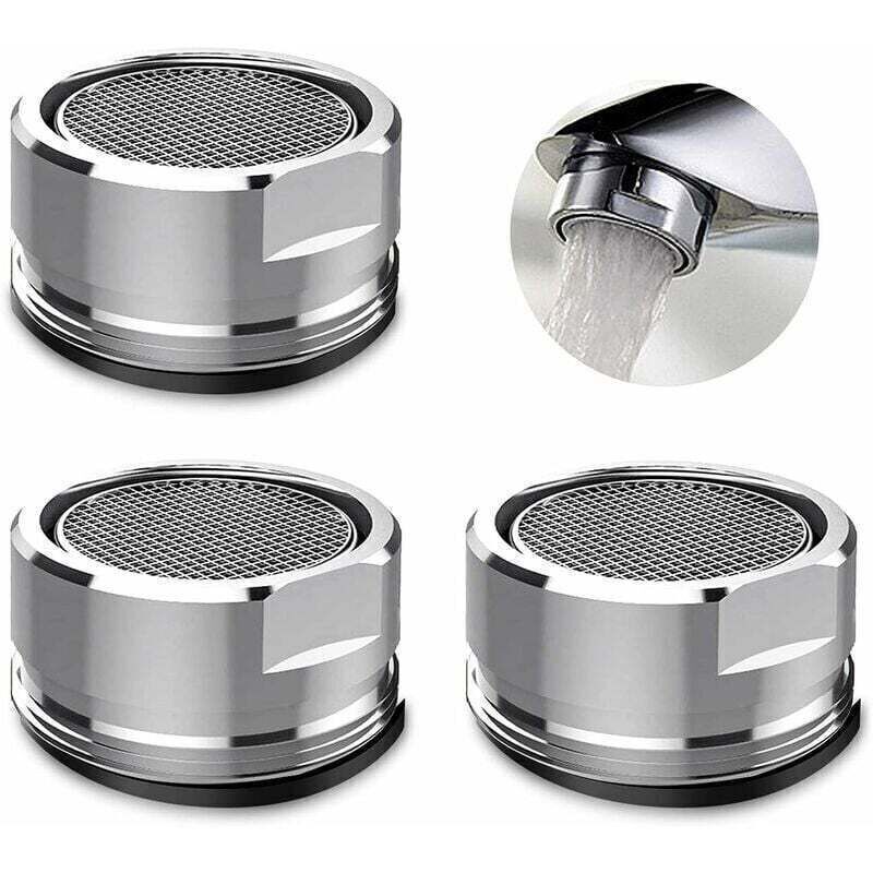 Amxcnoy Wasserhahn-luftsprudler Und Durchflussbegrenzer - 3-teiliges Set Mit Wasserhahn-luftsprudler, Wasserhahnfilter Mit Dichtungsring Für Küche Und Bad - Silber (außendurchmesser 24 Mm) -