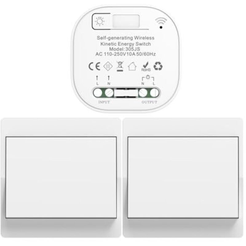 Amxcnoy Eu Funkschalter-set, Batterielos, Selbstversorgender Funk-zweiwegeschalter, Funkfernbedienungsschalter Für Die Heimbeleuchtung (eu 1-fach)