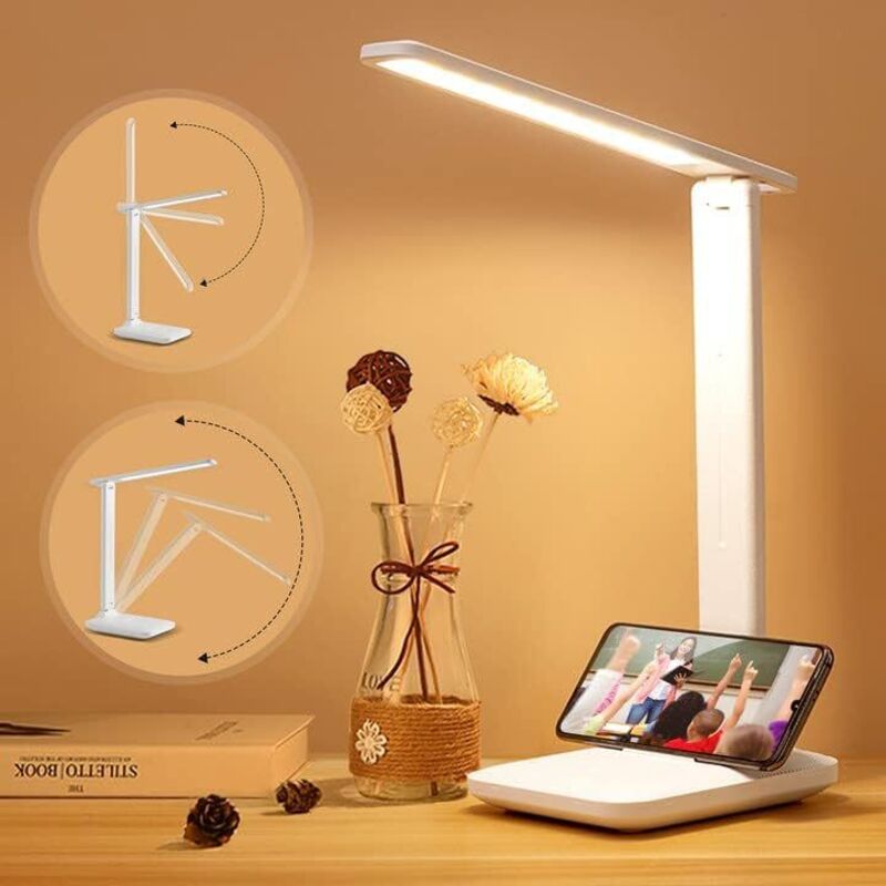 Amxcnoy Led-schreibtischlampe: Dimmbare Led-tischleuchte Mit 3 Farben Und 5 Helligkeitsstufen, Berührungsempfindliche Nachttischlampe Zum Schutz Der Augen Mit Usb-anschluss.