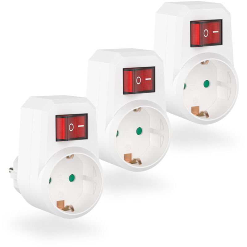 Amxcnoy 3-fach Steckeradapter, Adapter Mit Schalter, Adapter Mit Kindersicherung, Schuko-anschluss Bis 3680 W, Stecker Mit Erdungskontakt