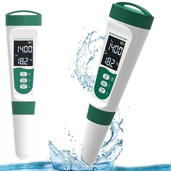 Multifunktionales Wasserqualitätsanalysatorgerät (ph/tds/ec/salzgehalt/temperatur), 2er-pack, Tragbar, Hochpräziser Lcd-bildschirm, Wasserqualitätsprüfgerät.