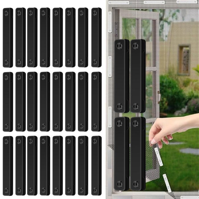 Fensterbefestigungsringe, 28 Mückenschutz-fenstermagnete, Selbstklebende Fenstermagnete (schwarz)