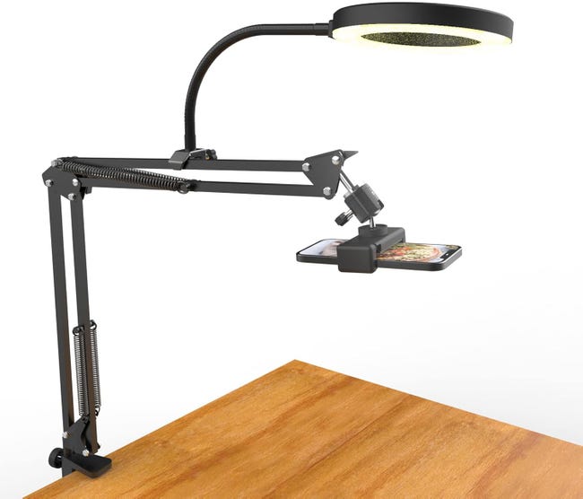 Halterung Für Eine Luftbildkamera Mit Ringlicht, Flexible Und Verstellbare Handyhalterung.