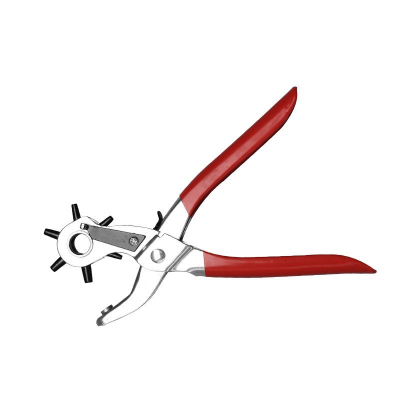 Professionelle 6-loch-rotationsstanze Für Leder (2–4,5 Mm) – Ideal Für Gürtel, Uhrenarmbänder, Hundehalsbänder, Karton Und Bastelarbeiten. Rot. – Aquaforge