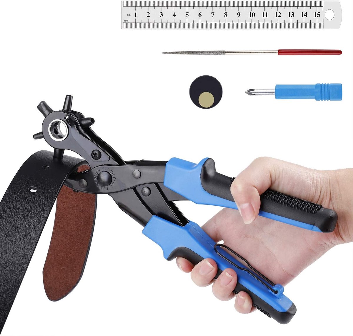 Lederlocher – Präzisionslocher – Gürtellocher – Revolverlocher – Lederwerkzeug – Langlebig – Für Filz, Textilien, Papier – Blue-aquaforge