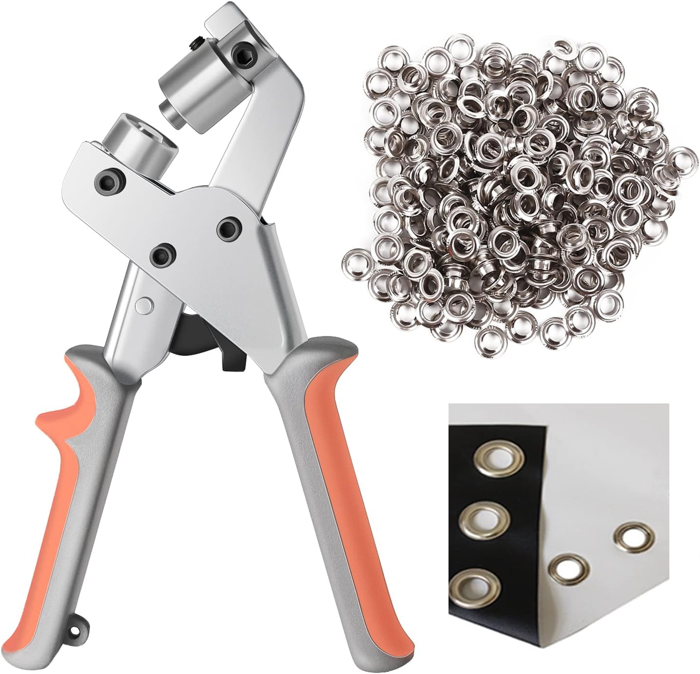 Ösenwerkzeug-set, Manuelle Ösenstanze, Tragbare Ösenstanzmaschine, Manuelle Stanze Mit 500 Silbernen Ösen (10 Mm) – Aquaforge