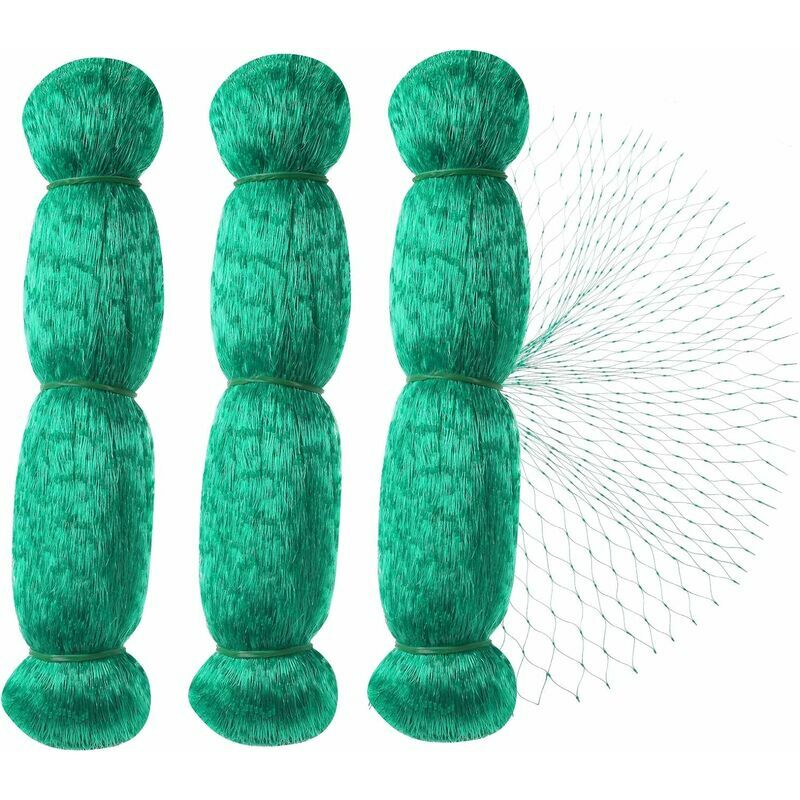 Vogelschutznetz, Set Aus 3 Grünen Netzen À 2 X 10 M Für Den Garten.