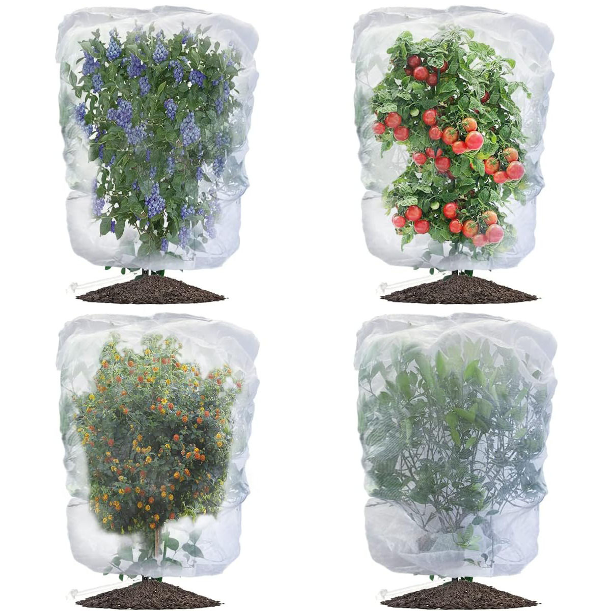 Gartennetz, Set Mit 4 Pflanzenschutznetzen, Insektenschutz, Pflanzenschutzbeutel Mit Kordelzug (11,5 M)