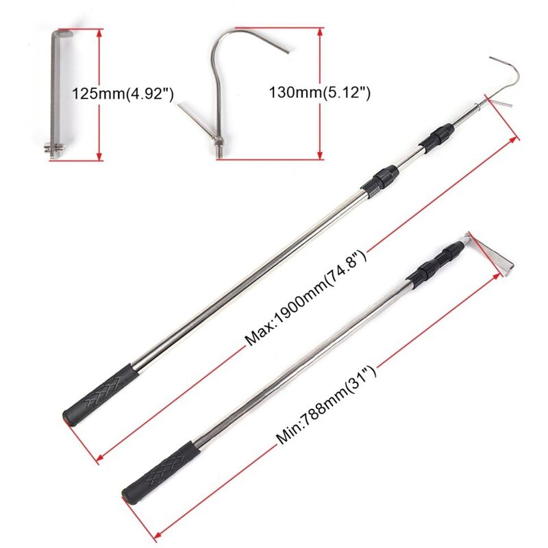 1,9 Meter Lange Teleskopstange Aus Edelstahl Für Lkws, Verwendet Für Das Heben Von Kabeln In Großer Höhe Und Die Bergung Von Ladung, Silberfarben, Ein Stück Pro Packung.