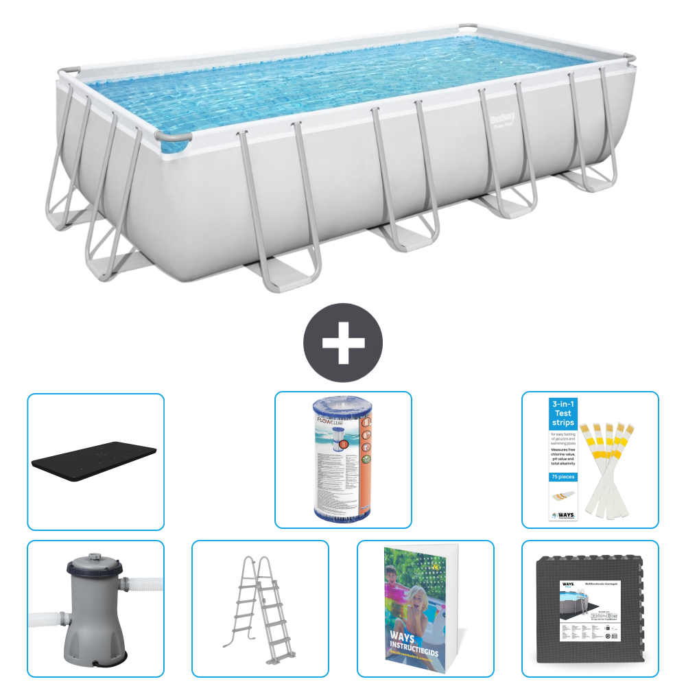Bestway Power Steel Rechteckig - 488x244x122 Cm - 8-teilig S563