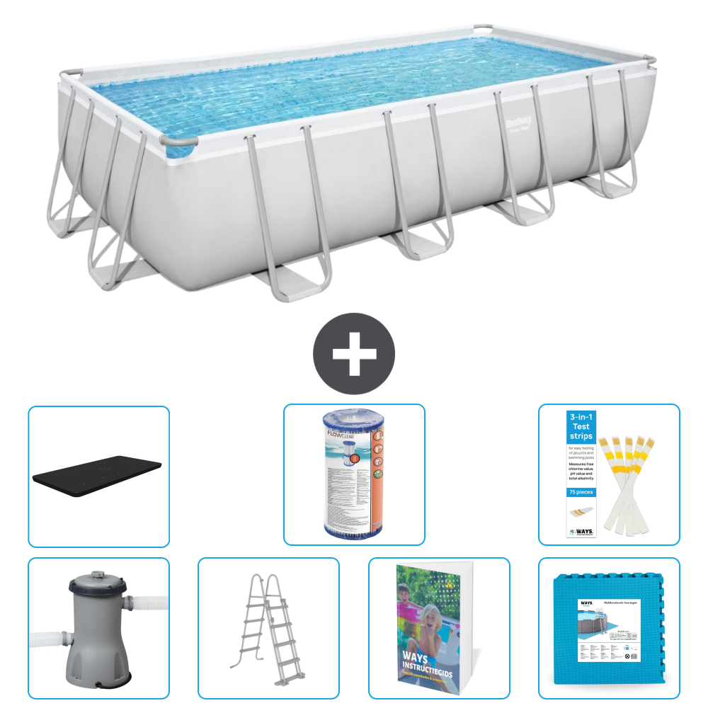 Bestway Power Steel Rechteckig - 488x244x122 Cm - 8-teilig S602