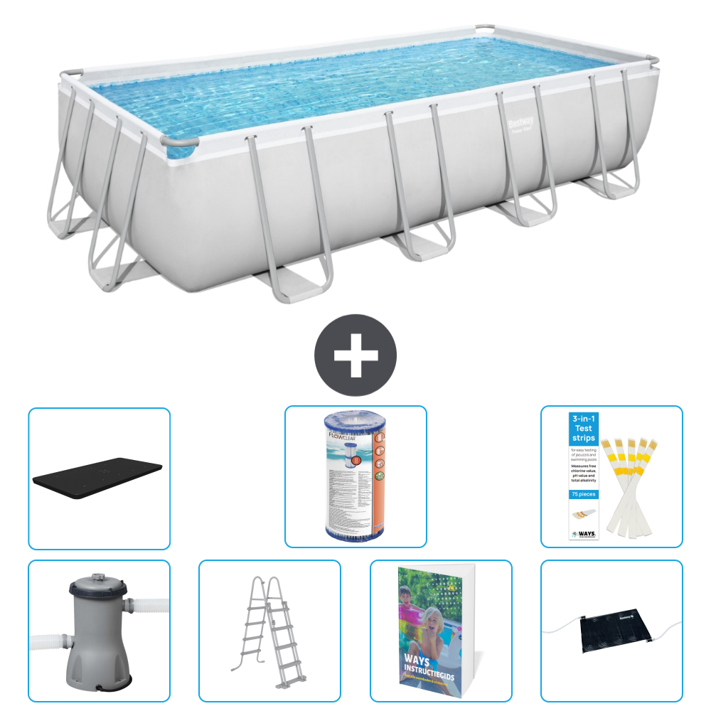 Bestway Power Steel Rechteckig - 488x244x122 Cm - 8-teilig S619