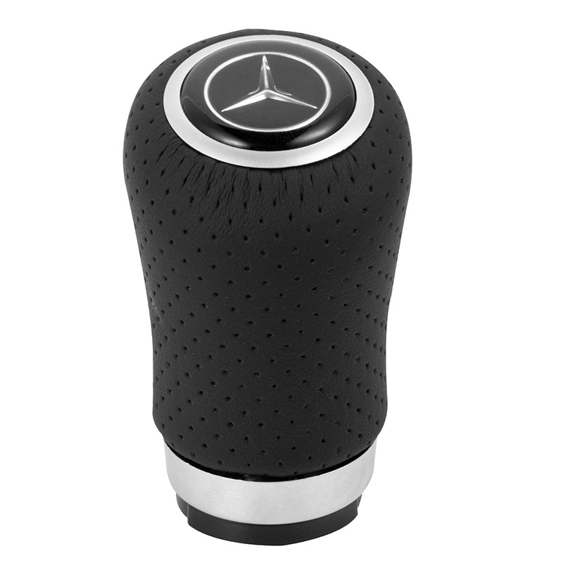 Biemmedue- Dieser Perforierte Lederschaltknauf Ist Kompatibel Mit Mercedes-benz Vito W638 Und W639 Und Verfügt Über Ein Großes Schwarzes Logo. (einzelstück)