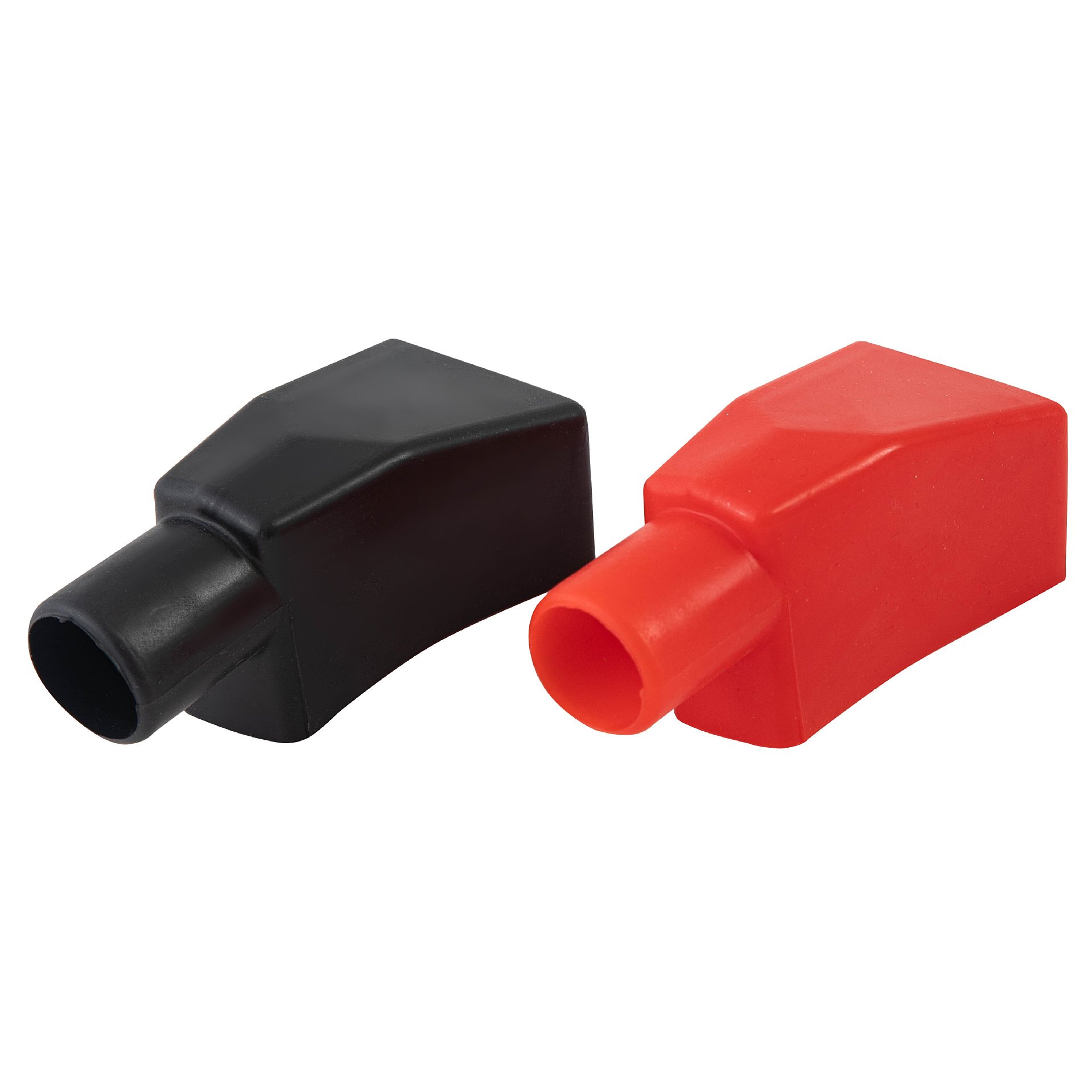 Biemmedue- Ein Paar Flexible Batteriepol-schutzkappen In Rot Und Schwarz, Schutzkappen Für Die Kfz-batterieverkabelung Sowie Kabelschutzschläuche Aus Gummi Und Kunststoff.