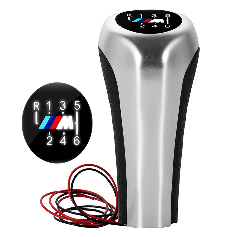 Biemmedue- Passend Für Bmw 1er/3er/5er/6er Fahrzeuge Mit Schaltgetriebe, Schaltknauf Mit Cooler Weißer Beleuchtung, Schalthebel, Weißes M-logo, Silbernes 6-gang-getriebe, Einteilig.