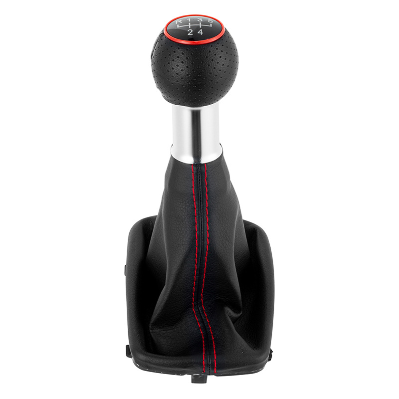 Biemmedue- Staubschutzkappe Für Audi A3 5/6-gang-schalthebel Mit Rot/schwarzem Gewinde, Integriertem Schaltknauf, Rotem Gewinde, Rotem Ring, 6 Gängen, Ein Set.