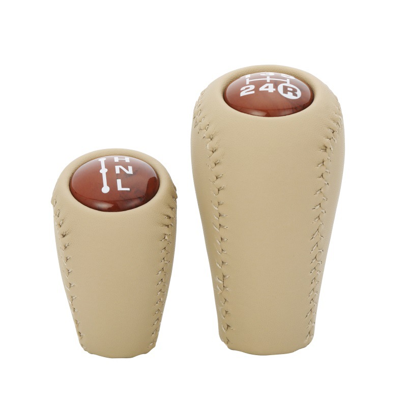 Biemmedue- Schaltknauf Kompatibel Mit Toyota Prado, Zubehör Inklusive, Beigefarbener Und Brauner Lederbezug, Einzeln Erhältlich.