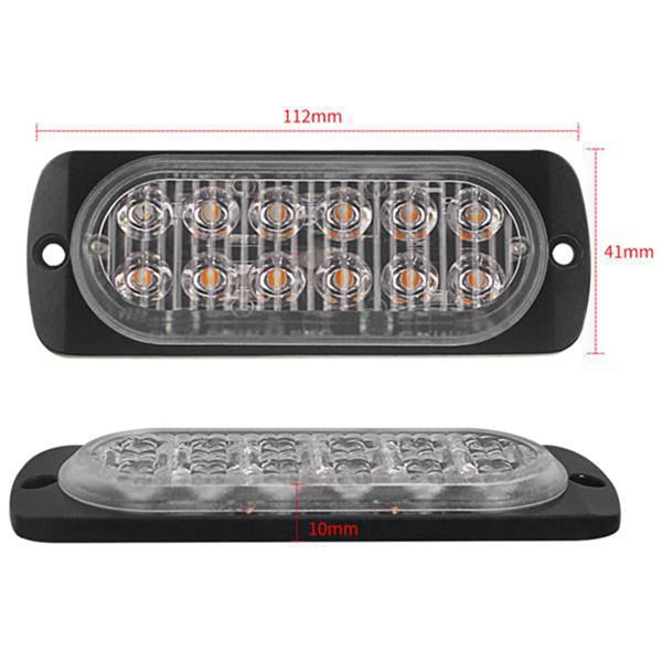 Biemmedue- Niedervolt-blitzlicht (12 Leds) Für Pkw, Transporter Oder Pickups, 1 Set Bestehend Aus 4 Bernsteinfarbenen Aluminiumkomponenten + 12–24 V Dc-led-perlen