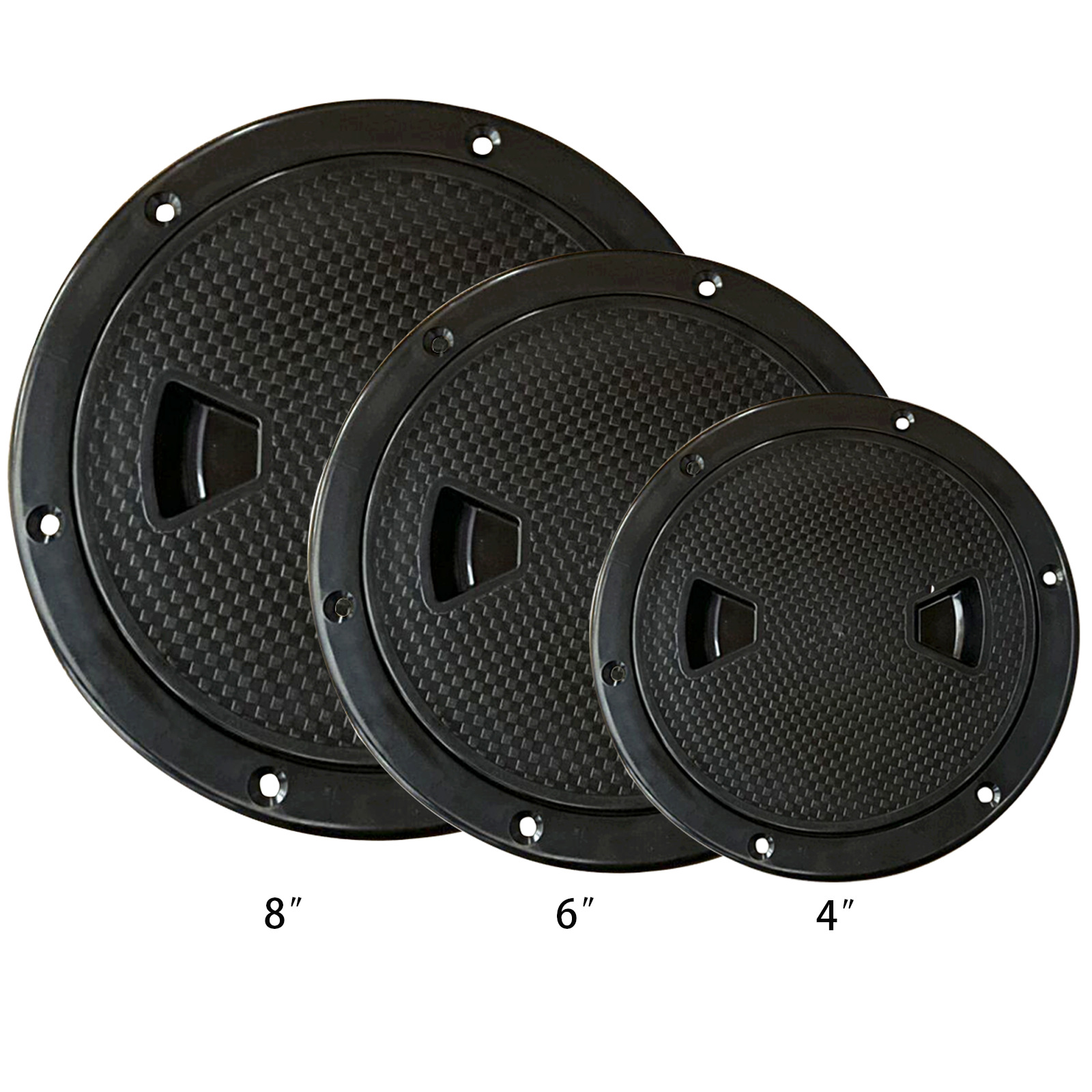 Biemmedue- Nautisches Und Yachtzubehör: Deckabdeckungen, Schwarze Nylon-deckplatten In Fächerform Mit Punktmuster, 4/6/8 Zoll Deckplatten In Fächerform Mit Punktmuster, 4 Zoll