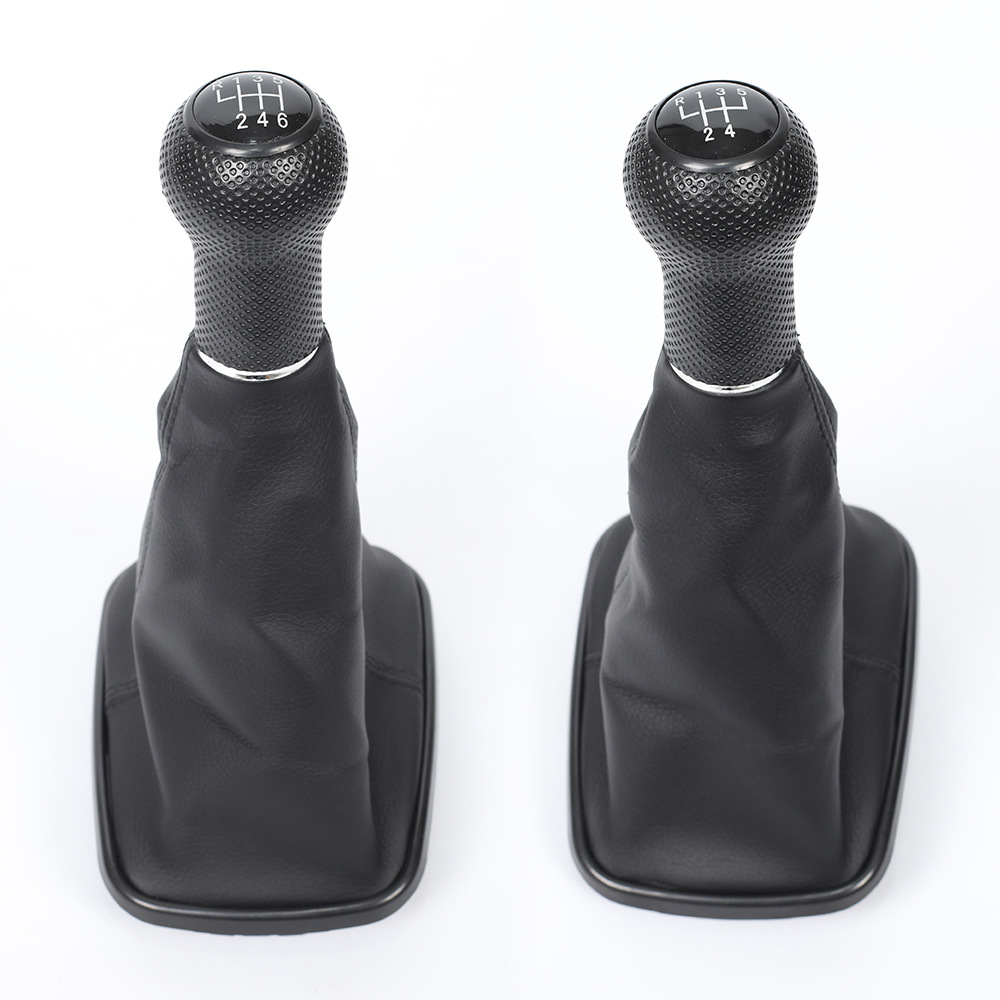 Biemmedue- Passend Für Bora Golf 4: Schwarze Leder-schalthebel-staubschutzhülle, Schalthebel, Manueller Schaltknauf, Schwarze Linie, Schwarzer Ring, Kleines Loch, 6 Gänge, Ein Set.