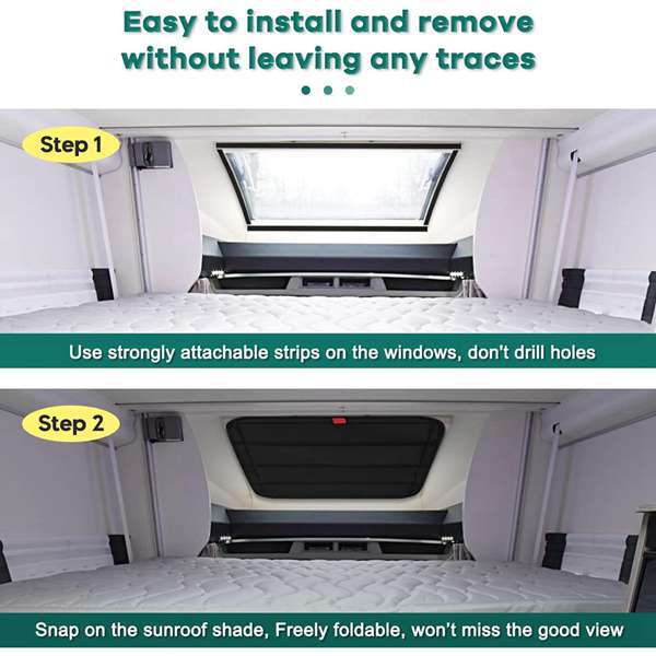 Biemmedue- Set. Farbe: Schwarz. Material: Oxford-gewebe. Sonnenschutz Für Wohnmobil-dachfenster, Schiebedachvorhang Für Wohnmobile, Lüftungsfenster.