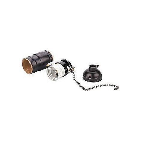 Schwarze E27 Vintage-lampenfassung Aus Aluminium Mit Zugschalter, Schreibtischlampenhalter Mit Schraubsockel