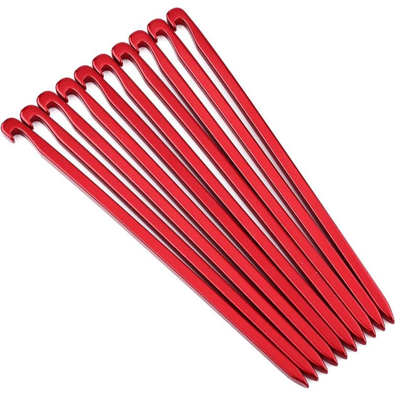 10 Heringe, 16 Cm Lang, Aus Robuster Und Leichter Aluminiumlegierung, Für Camping, Wandern Und Notfallsituationen (rot)