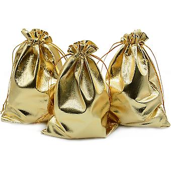 100er-packung, 3,54 X 4,72 Cm (gold) – Robuste, Goldfarbene Organza-schmuckbeutel Mit Kordelzug, Ideal Als Gastgeschenk Für Hochzeiten, Partys, Weihnachten, Süßigkeiten Oder Schokolade