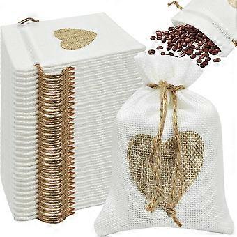 30er-pack Jutesäcke Mit Herzmuster, Kordelzug, Geschenkbeutel, Schmuckperlen