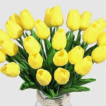 Lebensechte Künstliche Blumen In Originalgröße Und Mit Samtiger Textur, Latex-tulpen Für Brautsträuße Und Heimdekoration (gelb, 10 Stück)
