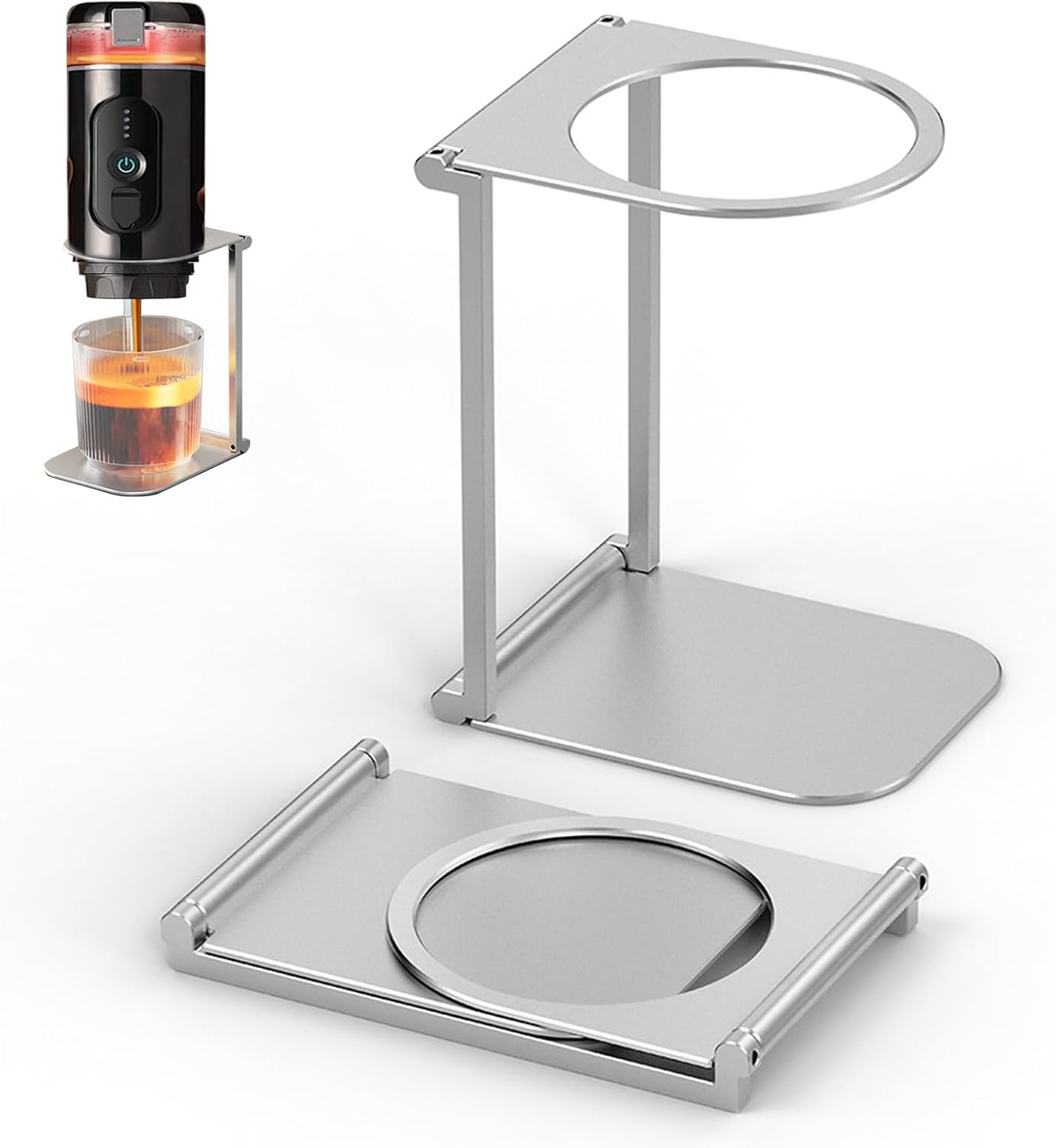 Universeller Ständer Für Tragbare Espressomaschinen – Faltbarer Ausgießständer Aus Aluminium, Kompaktes Und Leichtes Kaffeezubehör, Kompatibel Mit Den Meisten Mini-maschinen.