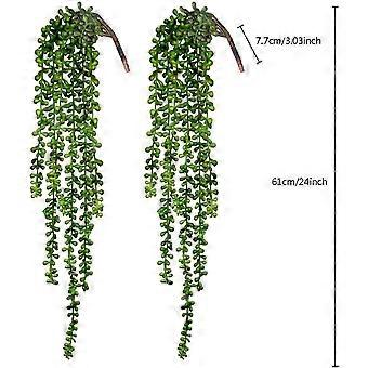 27 Zoll Große Künstliche Hänge-sukkulente „perlenkette“ Für Ein Realistisches Aussehen, Leicht Zu Reinigen Und Abzustauben, Lebendiges Und Bezauberndes Design Für Den Garten