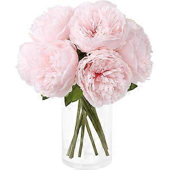 Eleganter, Hellrosa Pfingstrosenstrauß, 5 Köpfe Pro Bund, Künstliche Hochzeitsblumen Mit Vintage-charme, Für Romantische Heim- Und Partydekoration
