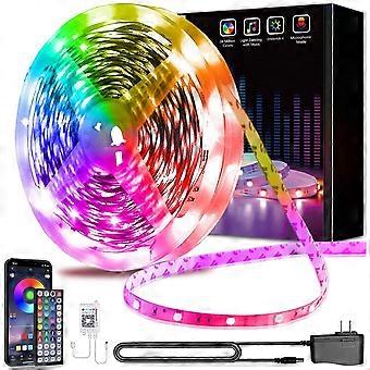 15 M Bluetooth-led-streifen 5050 Rgb-led-streifen Schlafzimmer Mehrfarbiger Flexibler Lichtstreifen, Steuerbar Per Smartphone-app, Synchronisierbar Mit Musikrhythmus/timer