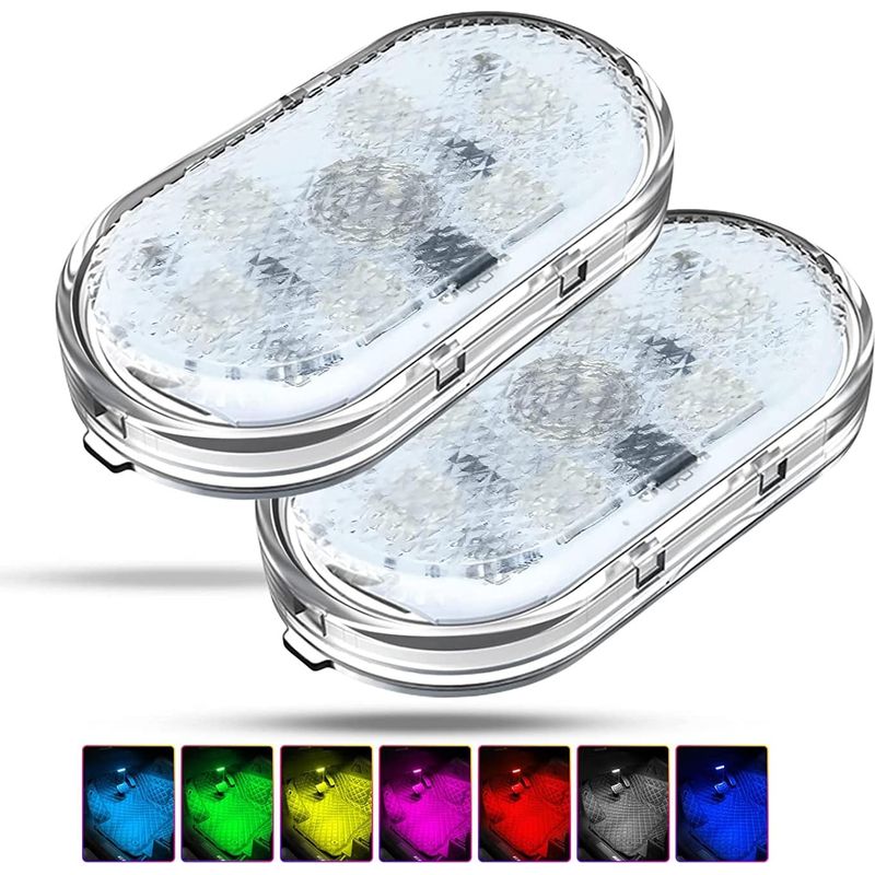 2-teiliges Rgb-auto-innenraumbeleuchtungsset, Touch-schalter-lampe, Led, Mehrfarbig Mit Usb-anschluss