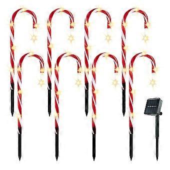 Hochwertige, Warmweiße Lichterketten In Form Von Zuckerstangen Als Wegmarkierungen Für Weihnachten, Ideal Für Gartenwege Und Rasenflächen (8er-pack)