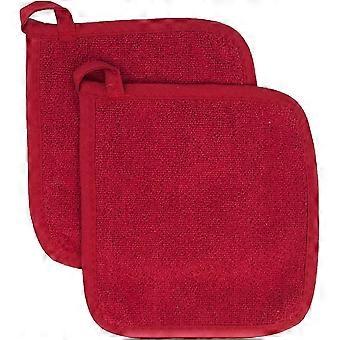 Topflappen-set Aus Baumwollfrottee, 2er-pack, Paprikarot