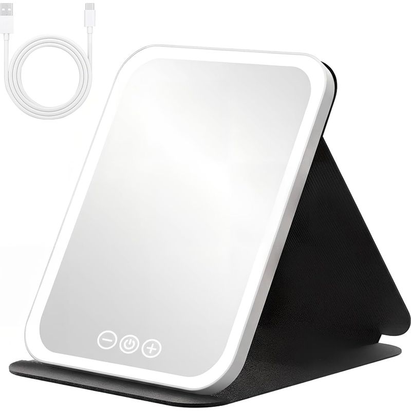 Beleuchteter Kosmetikspiegel, Usb-aufladbar, Mit Touchscreen, Faltbar Und Tragbar, Ideal Für Reisen Und Für Den Einsatz Im Schlafzimmer.