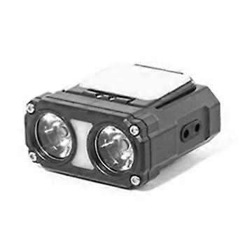 Mini-led-stirnlampe Mit Zwei Lichtstrahlen, Inklusive Hutclip Und Sensor, Usb-aufladbar, Verstellbarer Winkel, Camping-stirnlampe