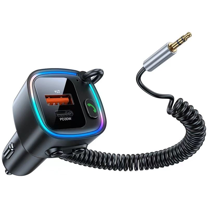 Bluetooth 5.4 Fm-transmitter, Bluetooth-auto-transmitter Mit Aux-anschluss, 30-w-pd-autoladegerät, Usb-c- Und Usb-a-anschlüsse, Rauschunterdrückung, Freisprechfunktion