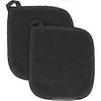 Topflappen-set Aus Baumwollfrottee, 2er-pack, Schwarz