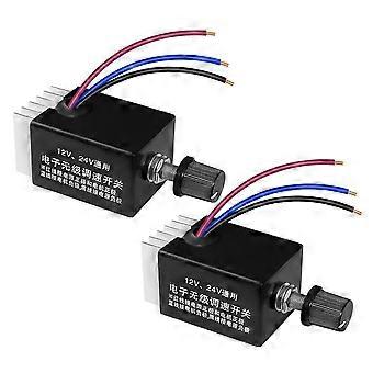2 Stück 12v/24v Dc-motor-drehzahlregler Universal, Elektronischer Stufenloser Drehzahlreglerschalter Mit Drehknopf
