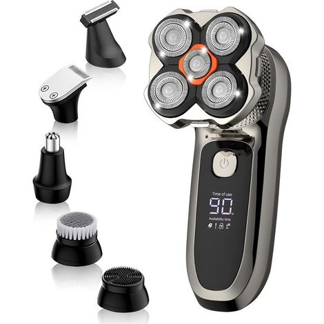 6-in-1 Elektrorasierkopf – 5d-rasierer Für Männer, Ipx6 Wasserdicht (anwendung Auf Trockener Oder Nasser Haut), Kabelloser Rasierer, Ideal Für Die Gesichtspflege Und Das Styling.