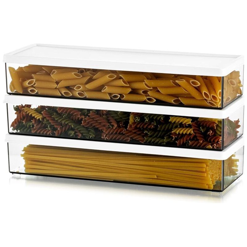Aufbewahrungsboxen Für Nudeln Aus Kunststoff, Luftdichter Spaghettibehälter, Nudelbehälter Mit Deckel, Robuste Und Stapelbare Lebensmittelbehälter, 3 Transparente Aufbewahrungsboxen