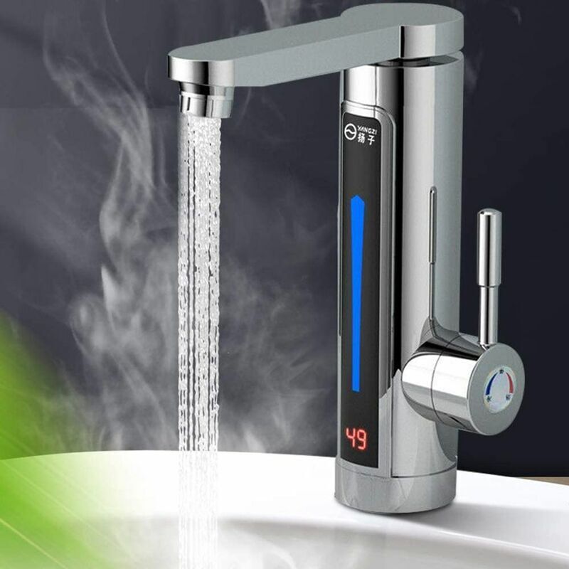Tigrezy Led 3300w Durchlauferhitzer Für Bad Und Küche, Elektrisch, 360° Drehbar, Silberfarben
